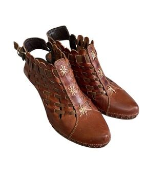 PIKOLINOS Romana Brown Woven Leather Slingback Mules